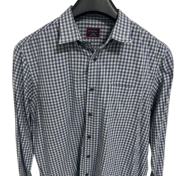 UNTUCKit Men’s Long Sleeve Shirt Size Large Checkered Blue Gray - Picture 1 of 6
